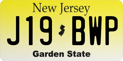 NJ license plate J19BWP
