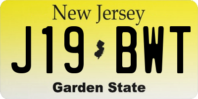 NJ license plate J19BWT