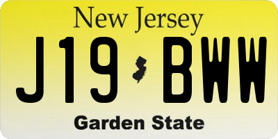 NJ license plate J19BWW