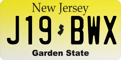 NJ license plate J19BWX