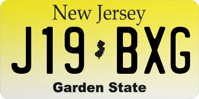 NJ license plate J19BXG