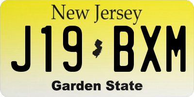 NJ license plate J19BXM