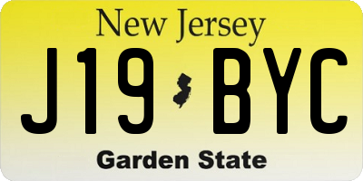 NJ license plate J19BYC