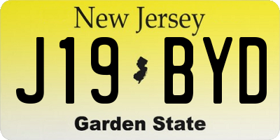 NJ license plate J19BYD
