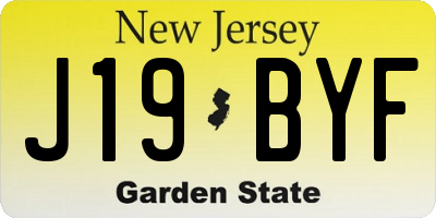 NJ license plate J19BYF