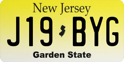 NJ license plate J19BYG