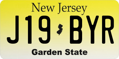 NJ license plate J19BYR