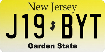 NJ license plate J19BYT