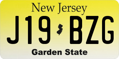 NJ license plate J19BZG