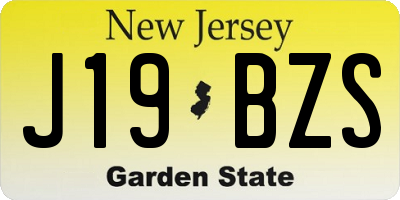 NJ license plate J19BZS