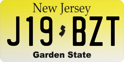 NJ license plate J19BZT