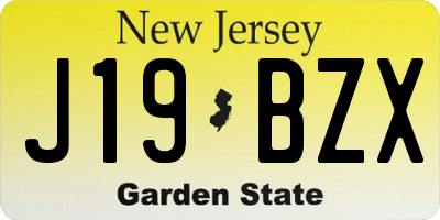 NJ license plate J19BZX