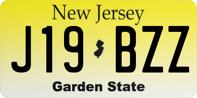 NJ license plate J19BZZ