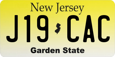NJ license plate J19CAC