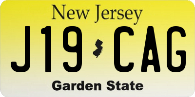 NJ license plate J19CAG