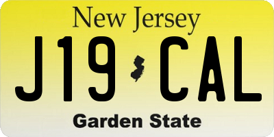 NJ license plate J19CAL
