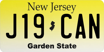 NJ license plate J19CAN
