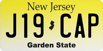 NJ license plate J19CAP