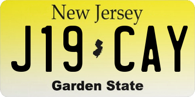 NJ license plate J19CAY