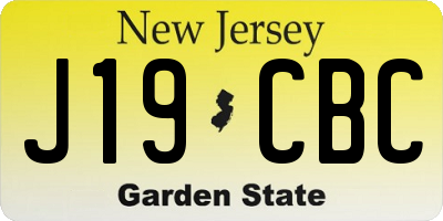 NJ license plate J19CBC