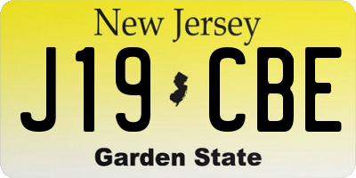 NJ license plate J19CBE