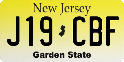 NJ license plate J19CBF