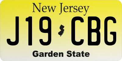 NJ license plate J19CBG