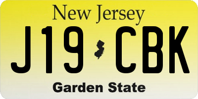 NJ license plate J19CBK