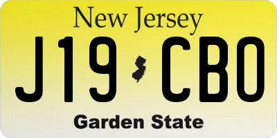 NJ license plate J19CBO