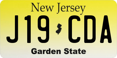 NJ license plate J19CDA