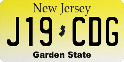 NJ license plate J19CDG