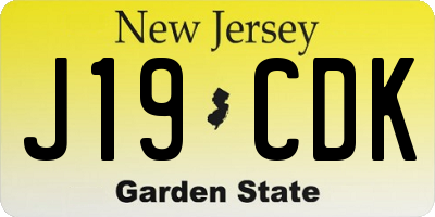 NJ license plate J19CDK