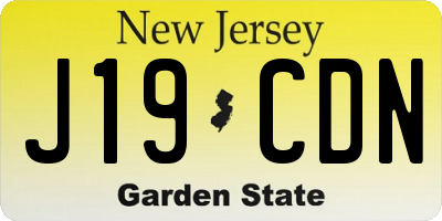 NJ license plate J19CDN