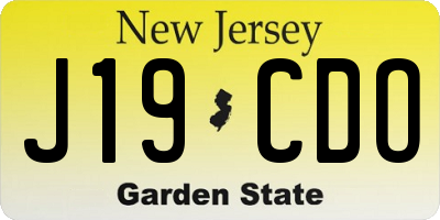 NJ license plate J19CDO