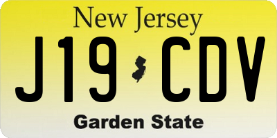 NJ license plate J19CDV