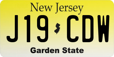 NJ license plate J19CDW