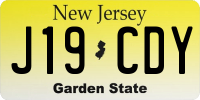 NJ license plate J19CDY