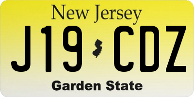 NJ license plate J19CDZ