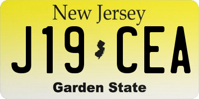 NJ license plate J19CEA