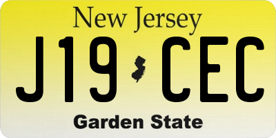 NJ license plate J19CEC