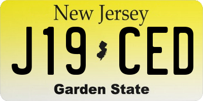 NJ license plate J19CED