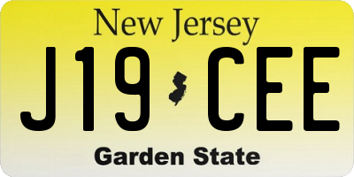 NJ license plate J19CEE