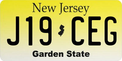 NJ license plate J19CEG