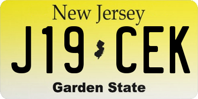 NJ license plate J19CEK