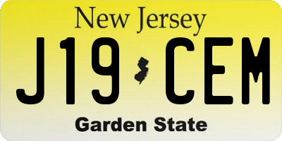 NJ license plate J19CEM