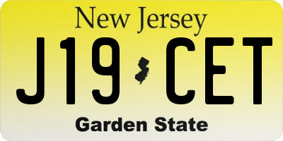 NJ license plate J19CET