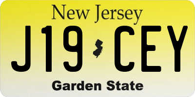 NJ license plate J19CEY
