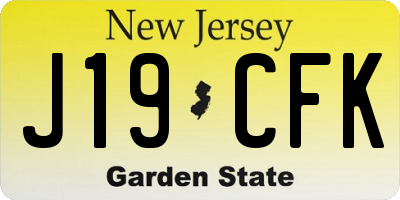NJ license plate J19CFK