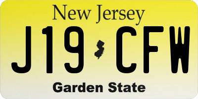 NJ license plate J19CFW