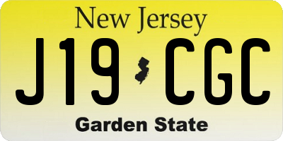 NJ license plate J19CGC